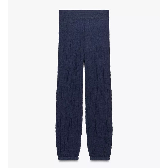 Zara 2 pieces Wrinkle Effect Fine Knit Midi Dress w/Matching Pants Navy Blue NWT - Picture 14 of 16